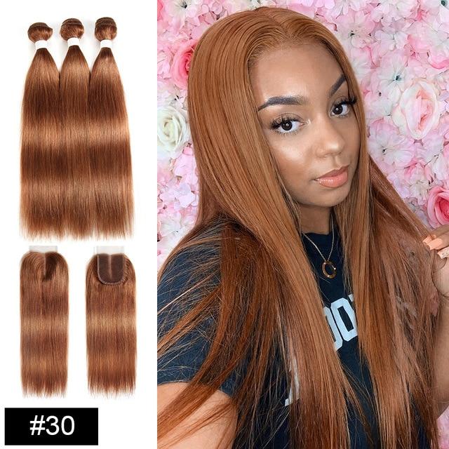 Formule tissage MAYA Closure 613 Blonde Brésilien Lisse Remy Hair 27/1b 613 /30 Hair Weave Bundles JolieDivine