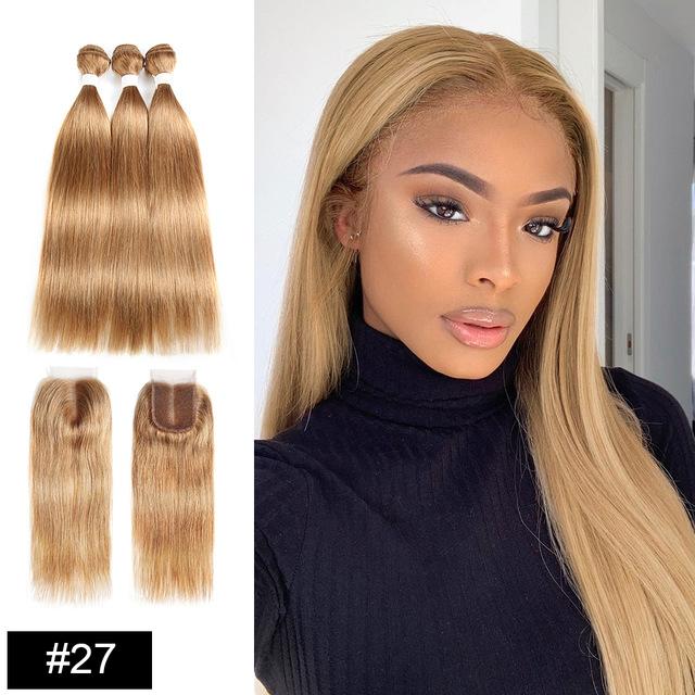 Formule tissage MAYA Closure 613 Blonde Brésilien Lisse Remy Hair 27/1b 613 /30 Hair Weave Bundles JolieDivine