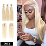 Formule tissage MAYA Closure 613 Blonde Brésilien Lisse Remy Hair 27/1b 613 /30 Hair Weave Bundles JolieDivine