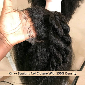 La Kinky MELANIE  perruque lisse perruque lisse 13*4 lace front perruques de cheveux humains Pré-Plumées Remy lace wig 4x4 lace closure perruque pour les femmes noires U perruque partie