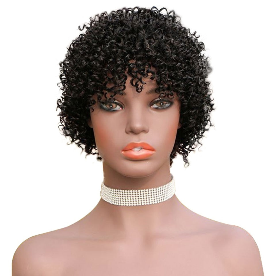 Perruque PIXIE TINA Afro Kinky Curly cheveux Humain 150% Densité