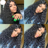 LAEIZA Perruque Indian Deep Curly Lace Front Wig 4x4 Closure pré-plumé