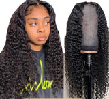 LAEIZA Perruque Indian Deep Curly Lace Front Wig 4x4 Closure pré-plumé