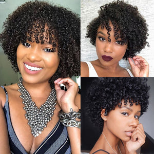 Perruque PIXIE TINA Afro Kinky Curly cheveux Humain 150% Densité