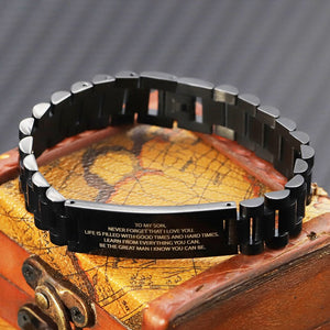 PERSONALIZED ENGRAVED MESSAGE MEN BRACELET: