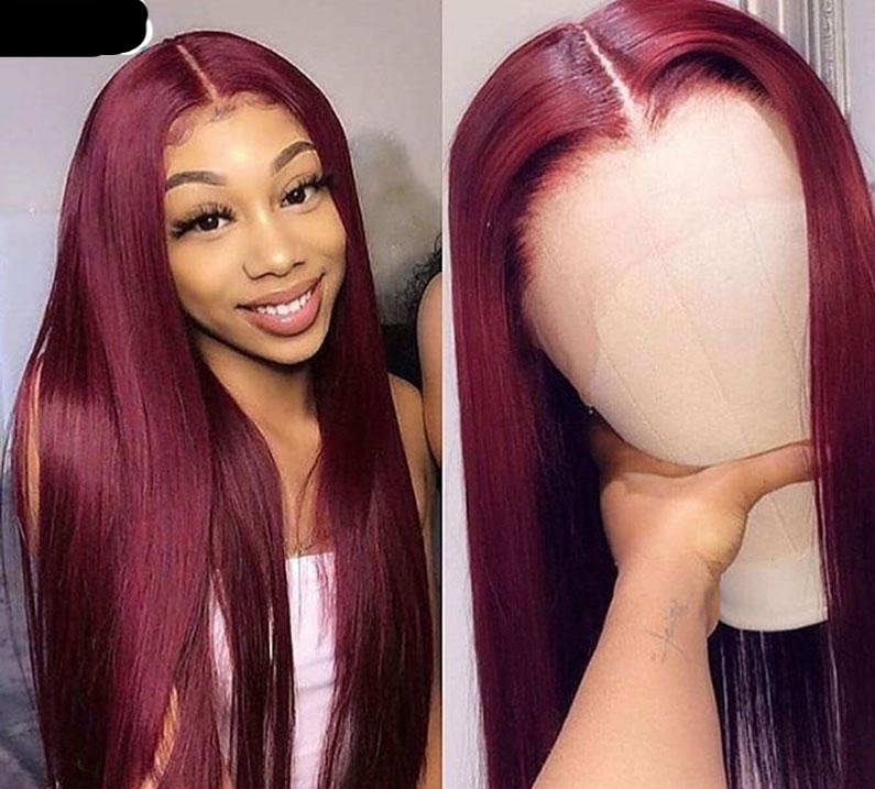 Perruque Che AMANDAveux Brésilien Burgundy 99J Lace Front Wig Red Wig 1B 99J Ombre Human Hair Wig Straight.