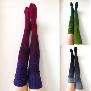 Chaussettes longues à hauteur de genou en laine chaude tricotée