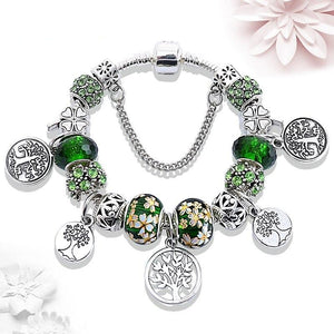 Bracelets à charme de l'Arbre de vie vert JolieDivine