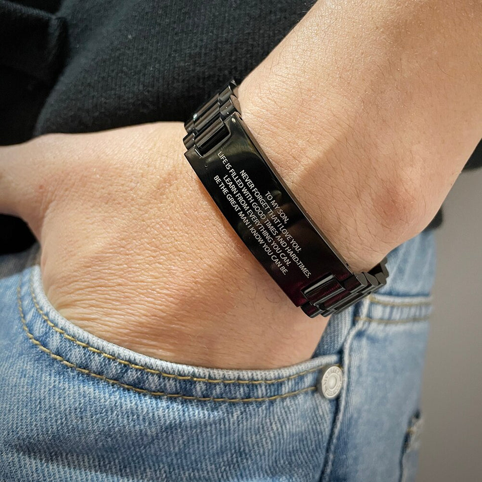 PERSONALIZED ENGRAVED MESSAGE MEN BRACELET: