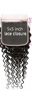 Tissage lot de 3/4 Deep Wave avec 5x5 Lace Closure Cheveux Péruviens joliedivine